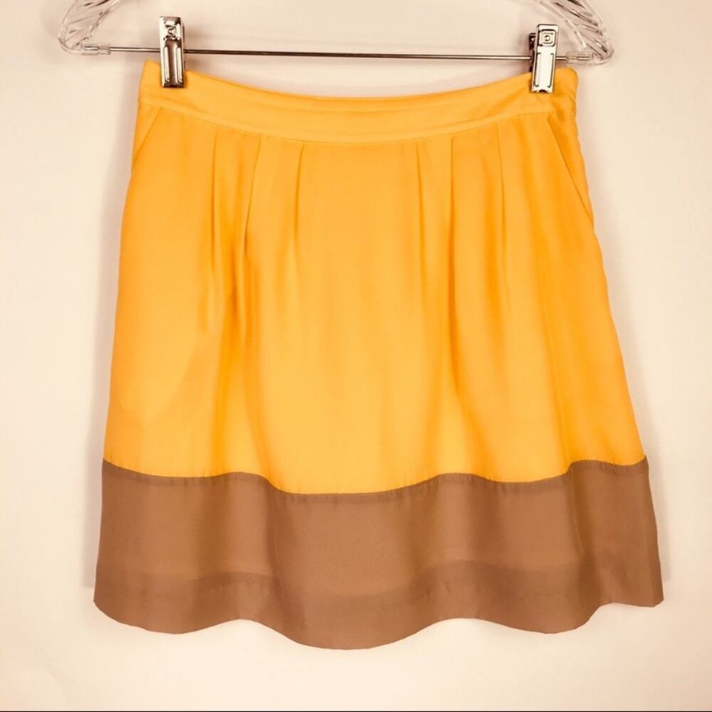 J Crew Yellow Tan Mini Skirt Sz 00 Pocketss
